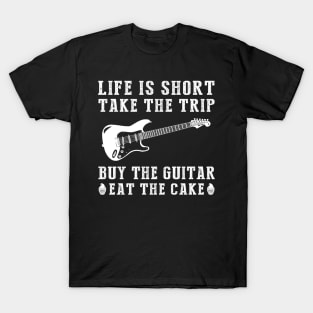 Guitar Serenade: Strumming Through Life's Adventures and Desserts! T-Shirt